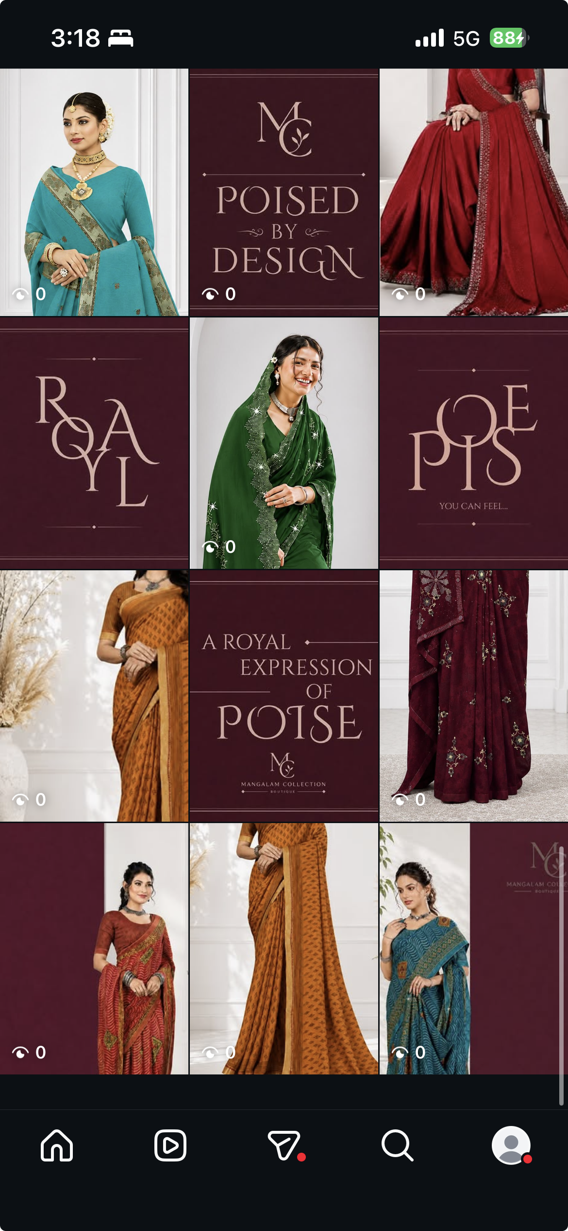 Instagram grid and social media design by HiveKlicks for Mangalam Collection, a boutique in Muzaffarpur, Bihar
