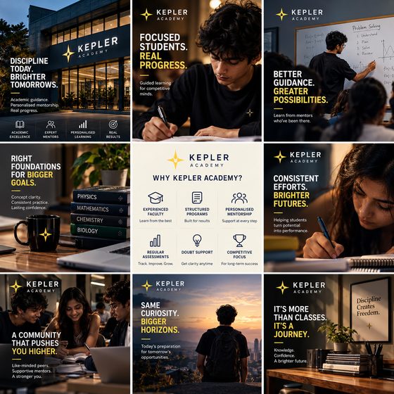 Nine-post Instagram grid designed for Kepler Academy, a coaching concept