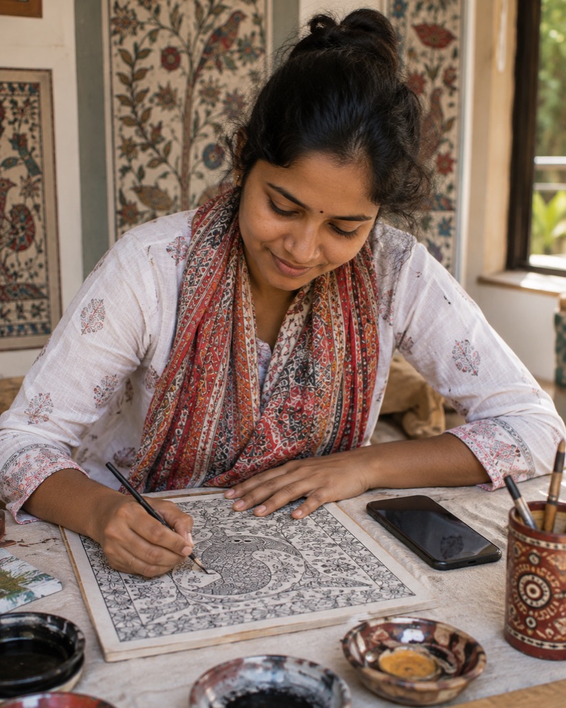 Younger artist in the workshop