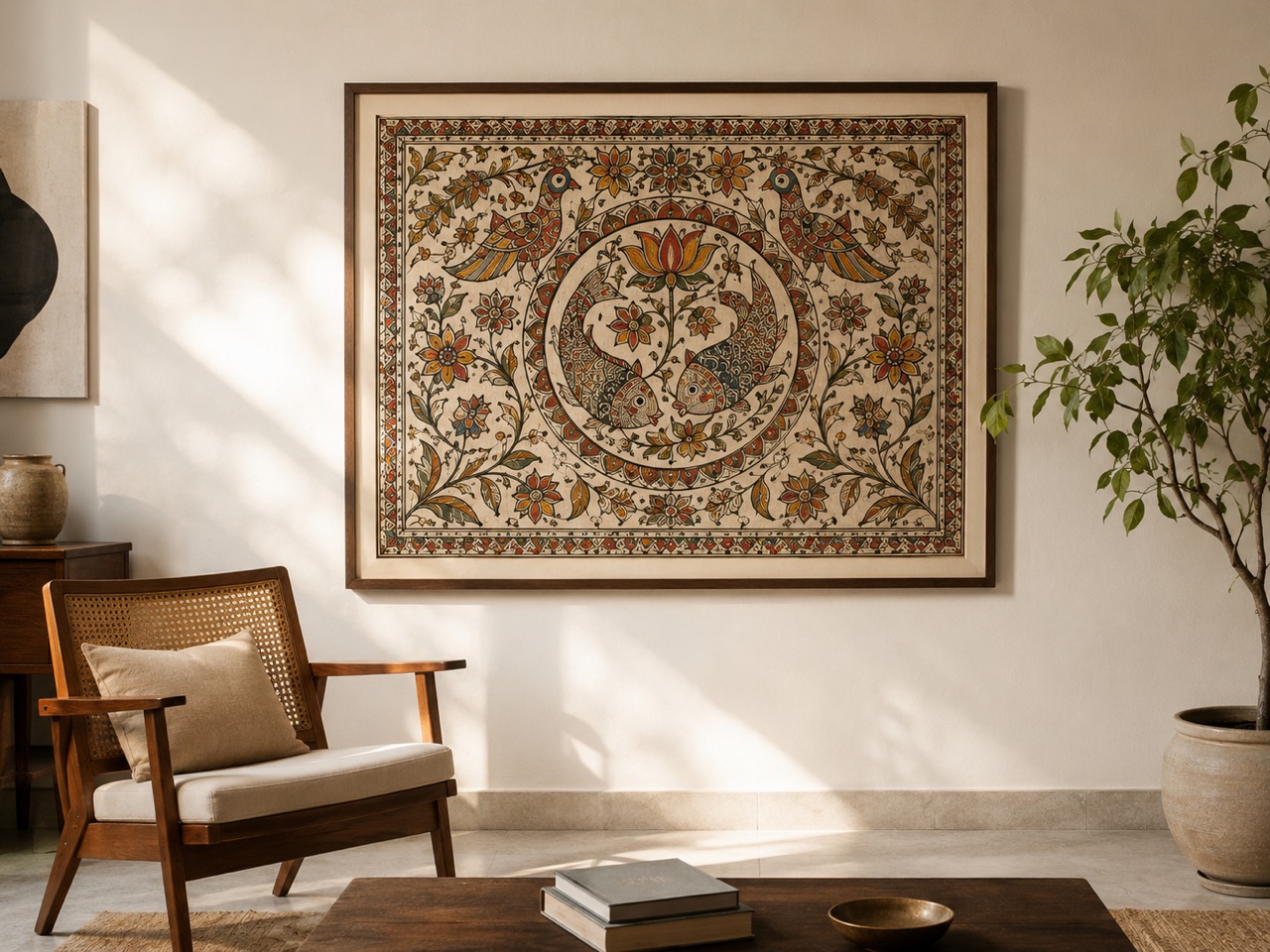 Madhubani panel in a modern interior