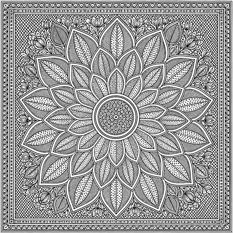 Lotus motif, Mithila line drawing