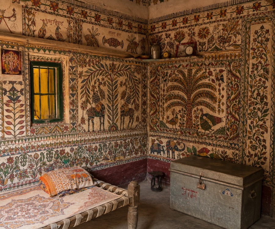 Painted wall in a village home
